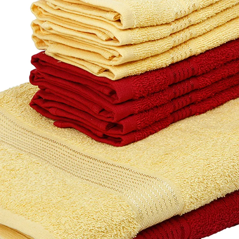 Comfora Bath & Face Towel Set (Yellow,Pink) - Ten Piece Set media 5