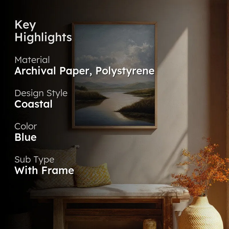Pastel Horizons Archival Paper Wall Painting With Brown Frame media 2