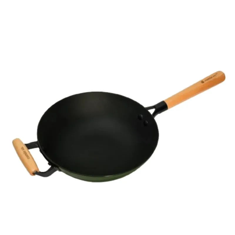 Cumin Co Enamel Cast Iron Wok (1500 mL) - Green media 3