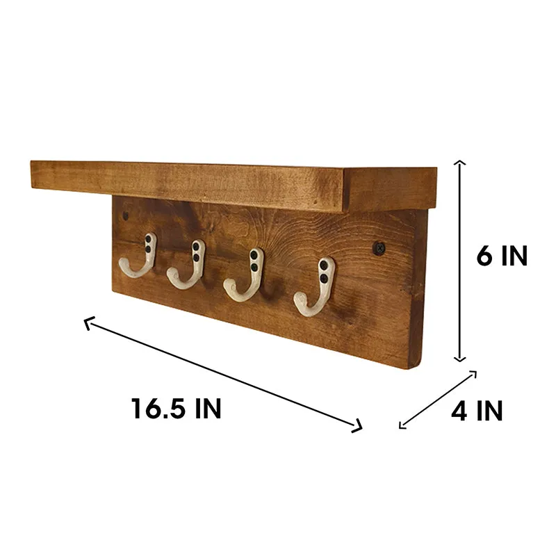 Takht Wooden Wall Shelf Organiser with Key Holders media 6