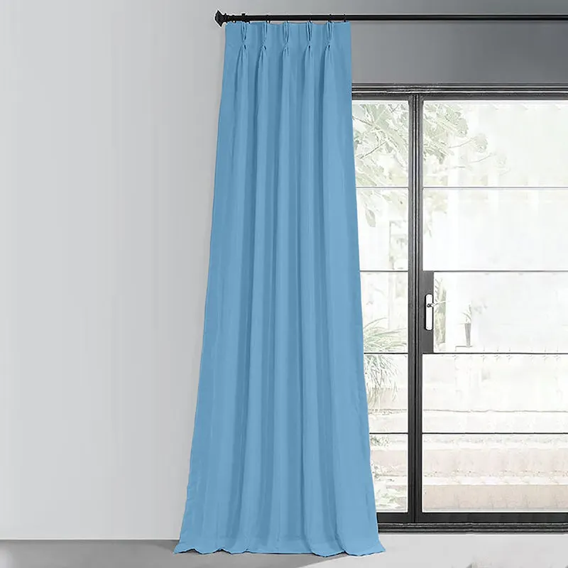 Noir Triple Pinch Pleat Blackout Curtain - Sky Blue media 1