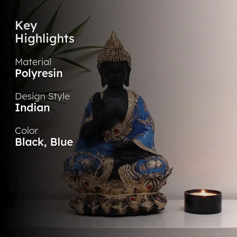 Solace Buddha Polyresin Idol (15 inches) - Blue media 2