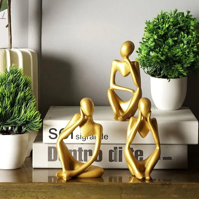 The Introspective Trio Painted Resin Showpiece - Set Of Three media 1