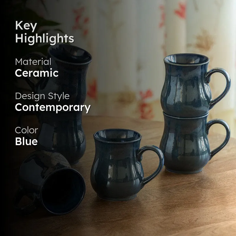 Belly Ceramic Coffee Mug (300 mL Each) - Set Of Six media 2