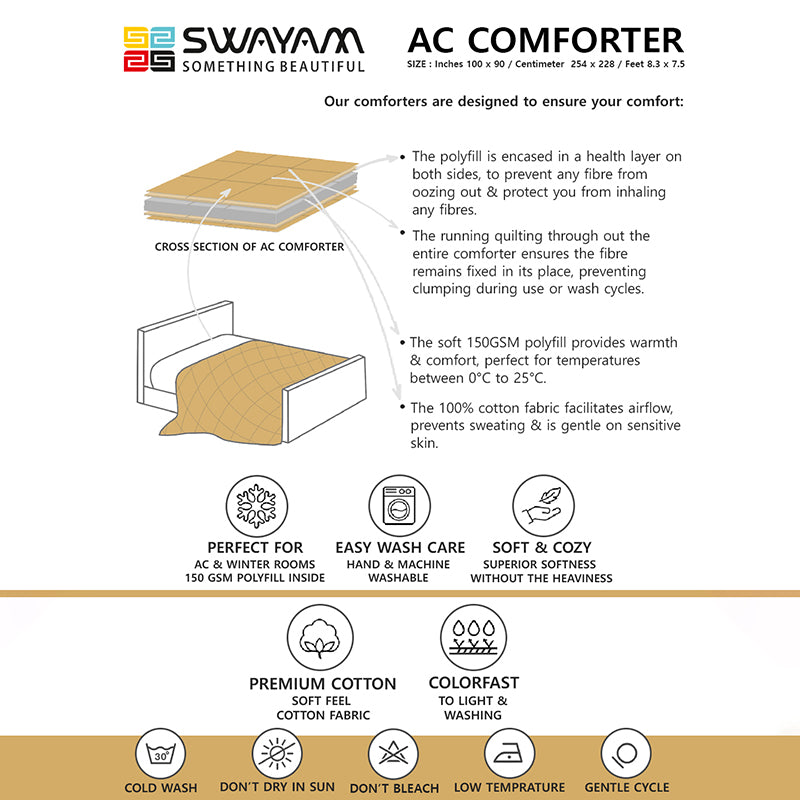 Swayam Calantha Cotton Comforter (Beige) - 150 GSM media 7