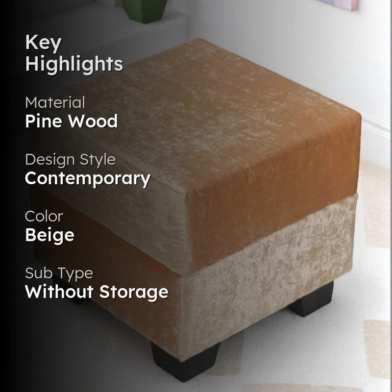 Krixon Pine Wood Pouffe - Beige,Brown media 2