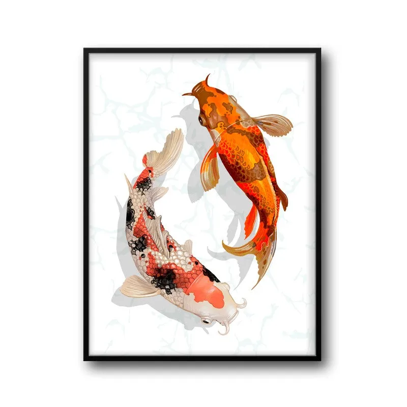 Koi Harmony Archival Paper Wall Art With Frame media 5