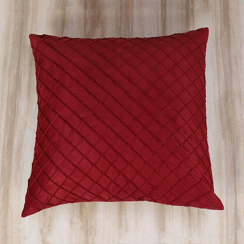 Swayam Lohita Pintex Velvet Cushion Cover (Red) - Set of Two media 3