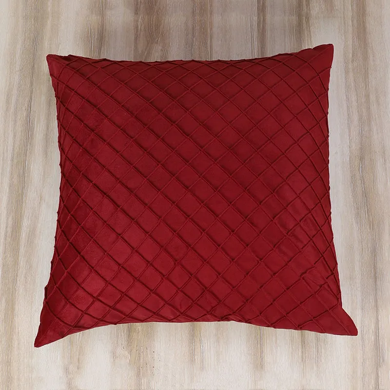 Swayam Lohita Pintex Velvet Cushion Cover (Red) - Set of Two media 3