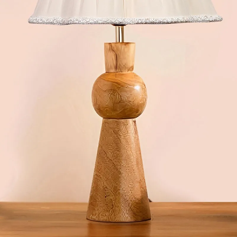 Angler Craft Pleated Wooden Table Lamp - Ivory,Brown media 3