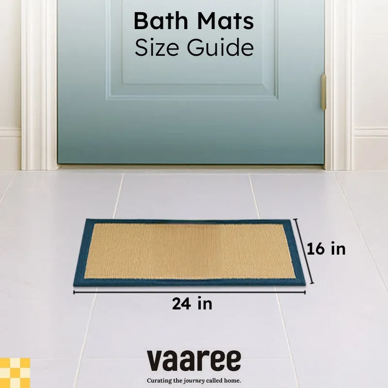 Bath mat size guide illustration near a doorway
