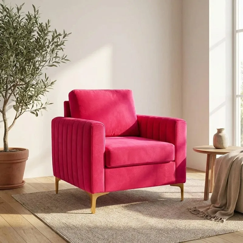 Baseo Neem Wood Accent Chair - Pink media 1
