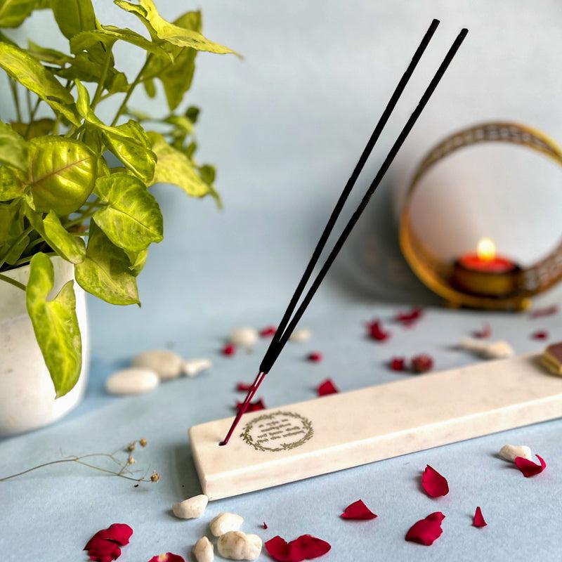 Gayatri Mantra Incense Holder With Rose Quartz Plating - Pink