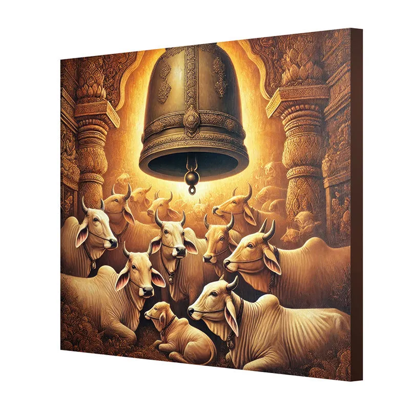 Sacred Bells & Cows Poly Canvas Wall Painting media 5