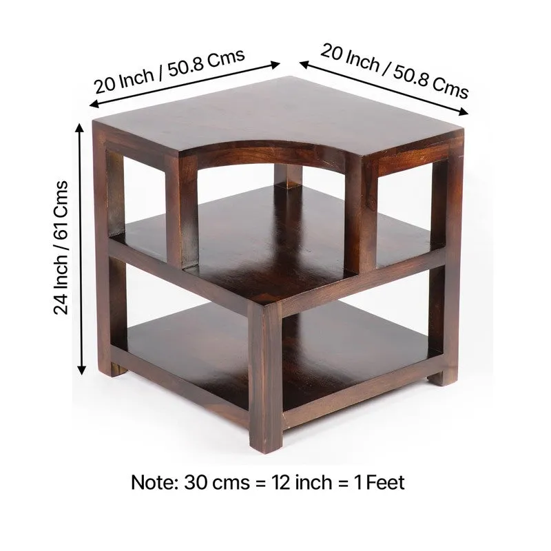 Xverix Sheesham Wooden Side & Bedside Table - Dark Brown media 10
