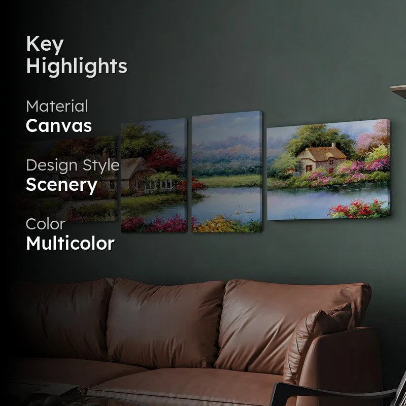 Serene Village Scape Wall Art - Set Of Four media 2