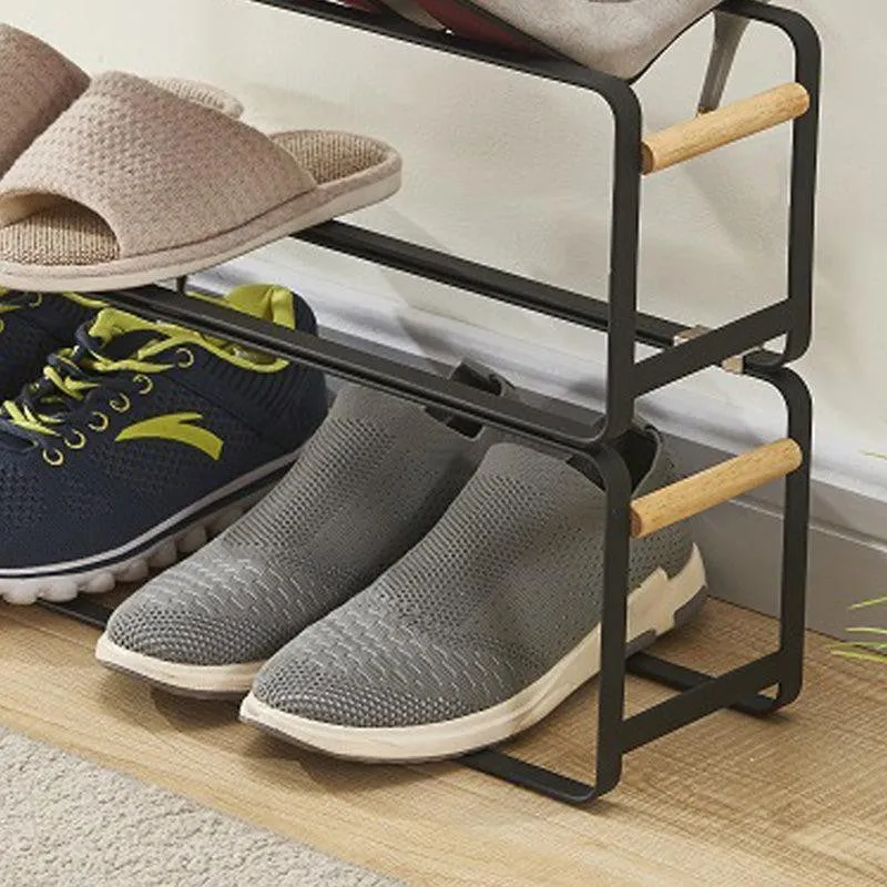 Chic Sole Carbon Steel & Wood Shoe Rack - Black media 5