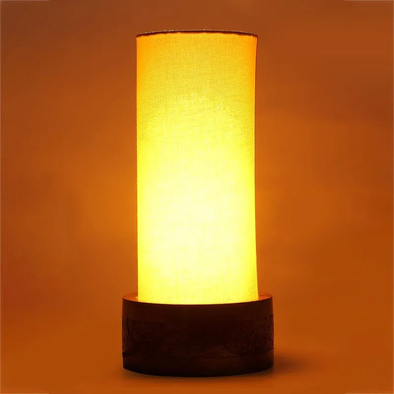 Divanae Cotton Table Lamp With Wooden Base - Yellow media 7