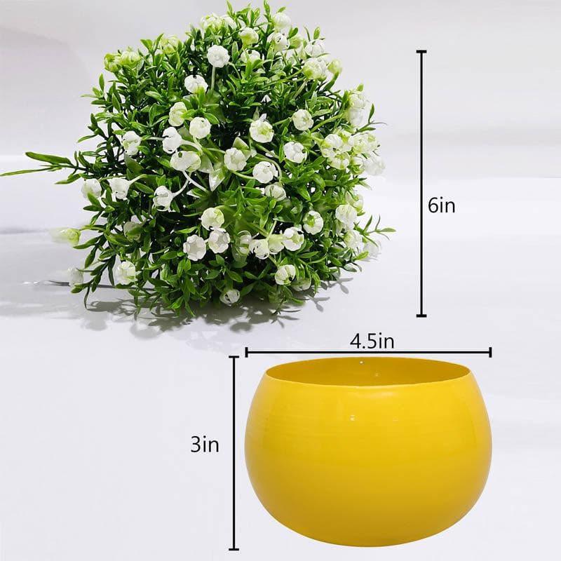 White Faux Ice Rose Artificial Plant In Yellow Pot - 15 cms media 6