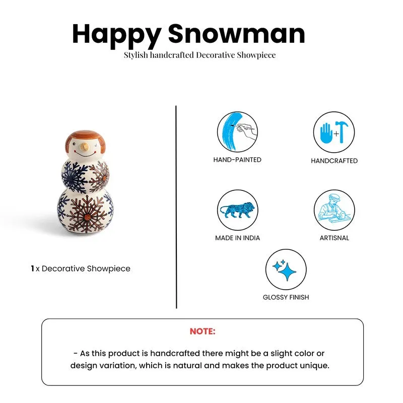 Happy Snowman Ceramic Handpainted Showpiece media 6