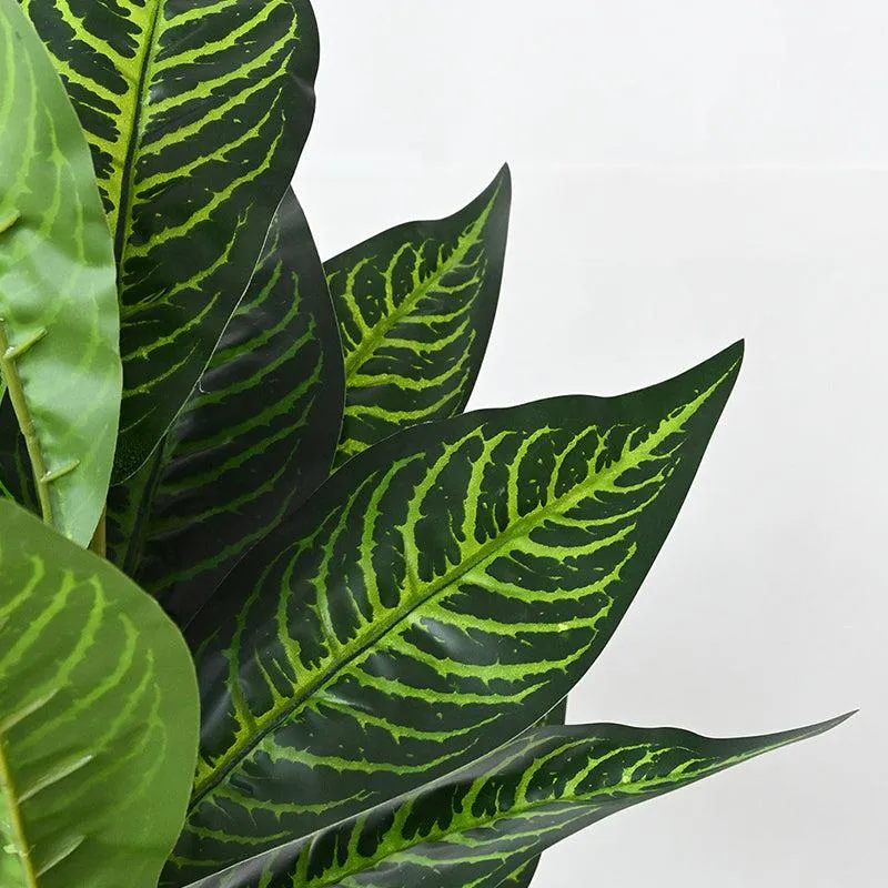 Faux Everlasting Green Iceton Croton Plant With Black Plastic Pot - 71 cm (2.3 ft) media 4