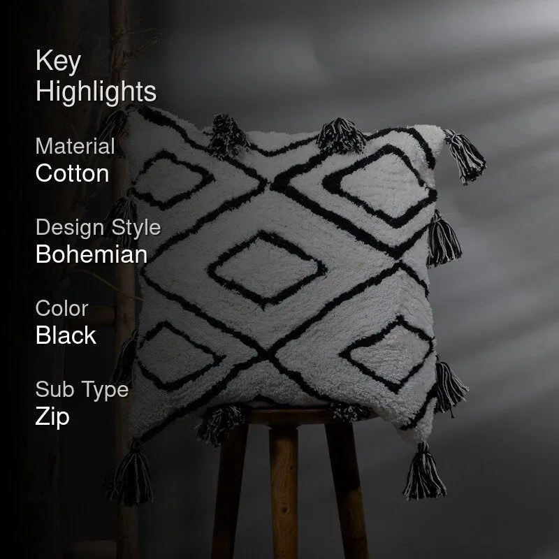 Ecru Geo Tufted Cushion Cover media 2