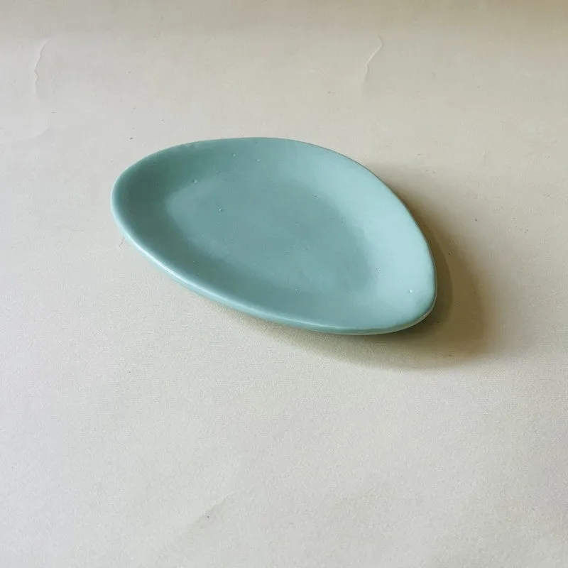 Almond Ceramic Platter (5 Inch) - Green media 5