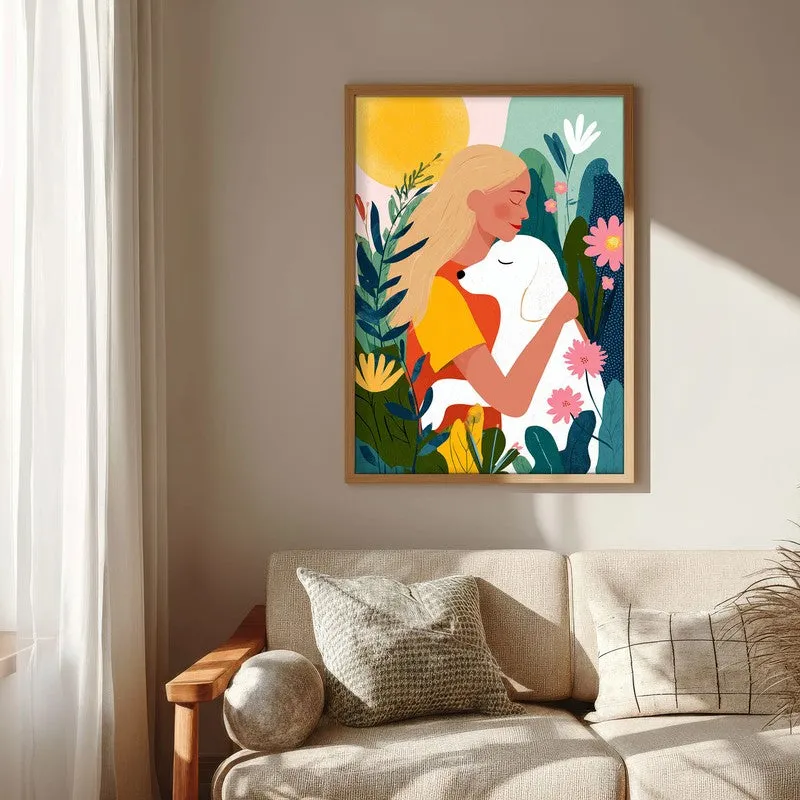 Verdant Hug Canvas Wall Painting - Brown Frame media 6