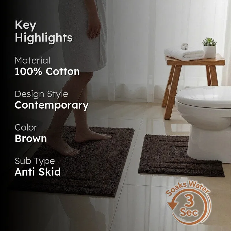 Aqualoom Anti skid Bath Mat (Brown) - Set Of Two media 2