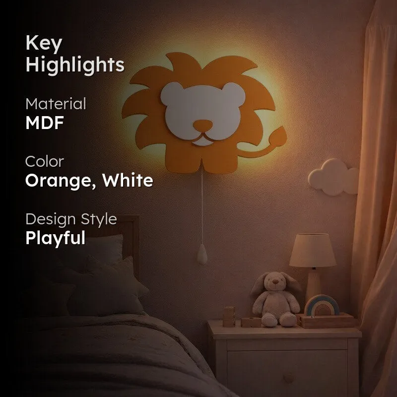 Silenor Lion Battery Operated MDF Wall Lamp - Orange media 2