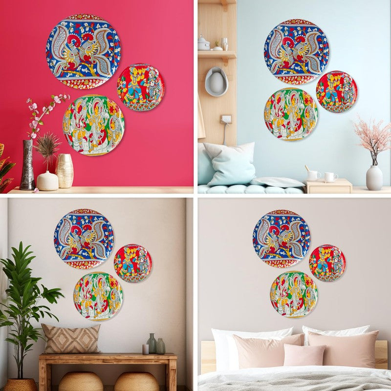 Kalamkari Charm Wall Plate - Set Of Three media 4