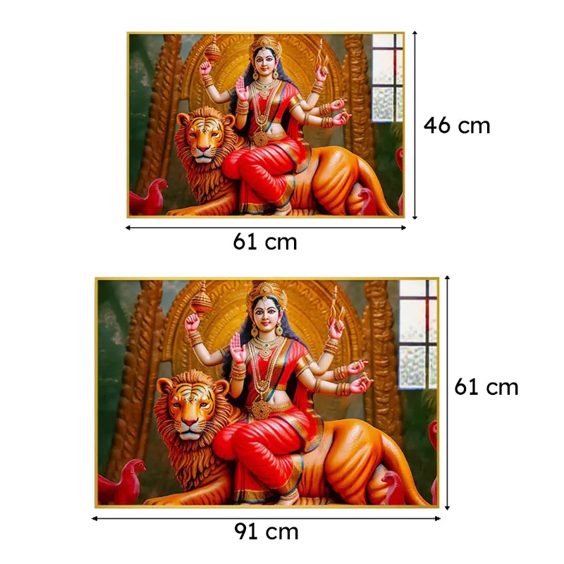 Divine Devi Spiritual Canvas Wall Art With Frame - Gold media 6