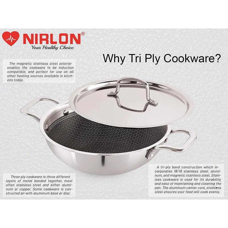Nirlon Kadhai With Lid - 1500 mL/8 Inches media 5