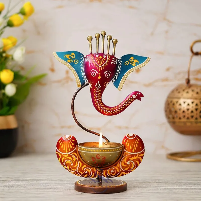 Aureum Glow Premium Candle Holder - Brown,Blue media 1