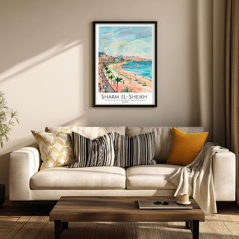 Vintage Sharm El-Sheikh Framed Canvas Wall Painting