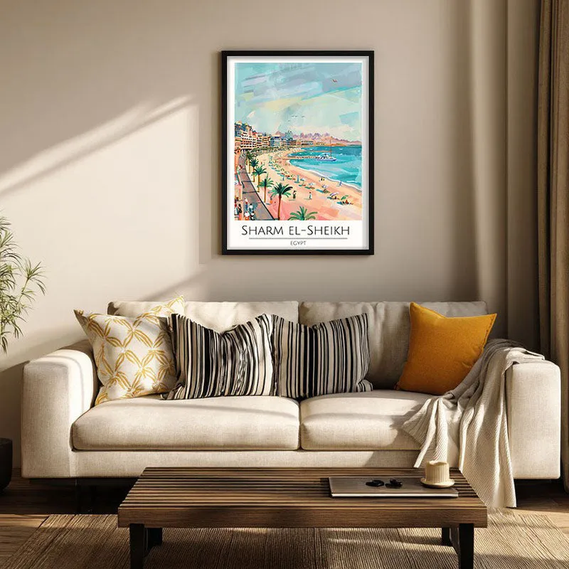 Vintage Sharm El-Sheikh Framed Canvas Wall Painting media 1