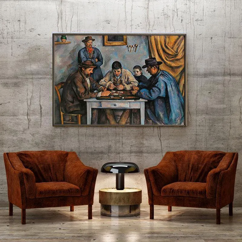 The Card Players Canvas Painting By Paul Cezanne - Black Frame media 4