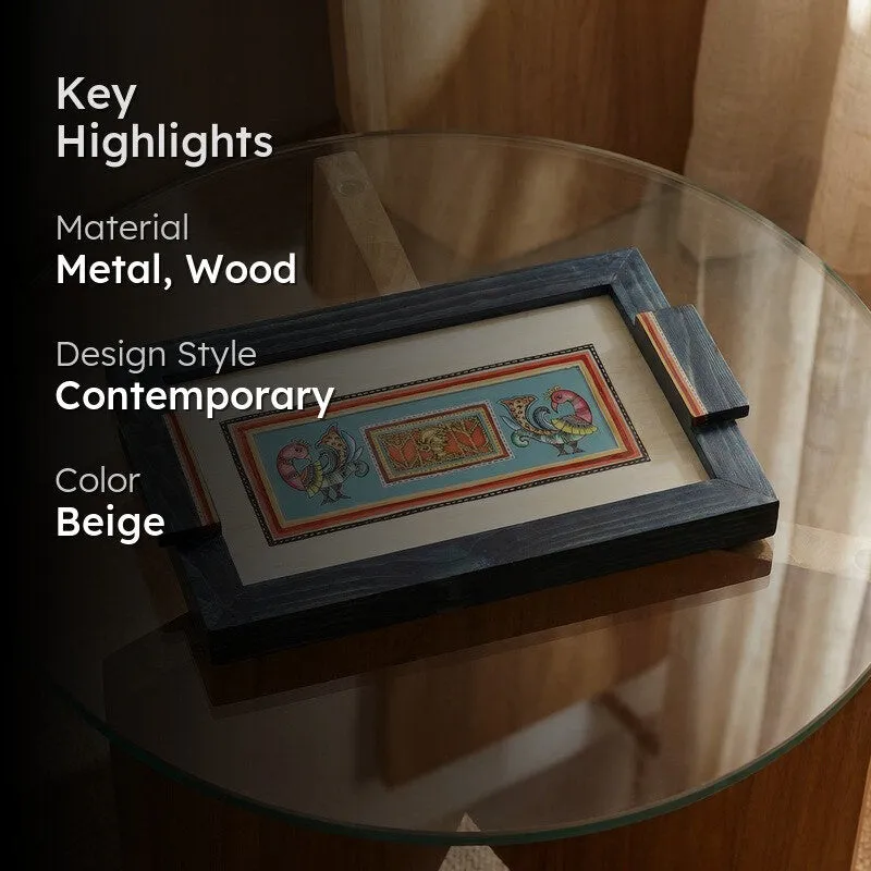 Pravaha Wood & Metal Serving Tray media 2