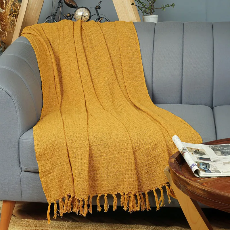 Frayra Cotton Throw - Mustard Yellow media 1