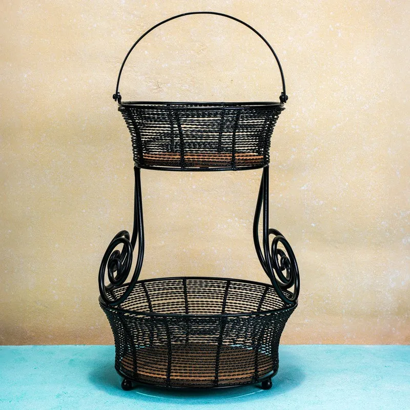UrbanHarvest  Metal Two-Tier Fruit Basket media 3