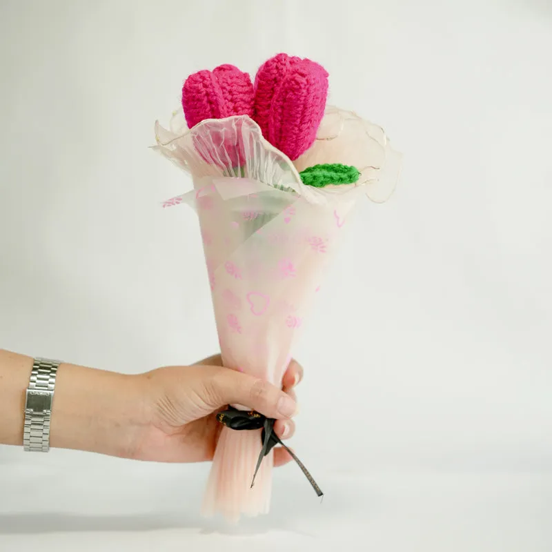 Knot & Petal I Crochet Flower Bouquet - Pink media 1