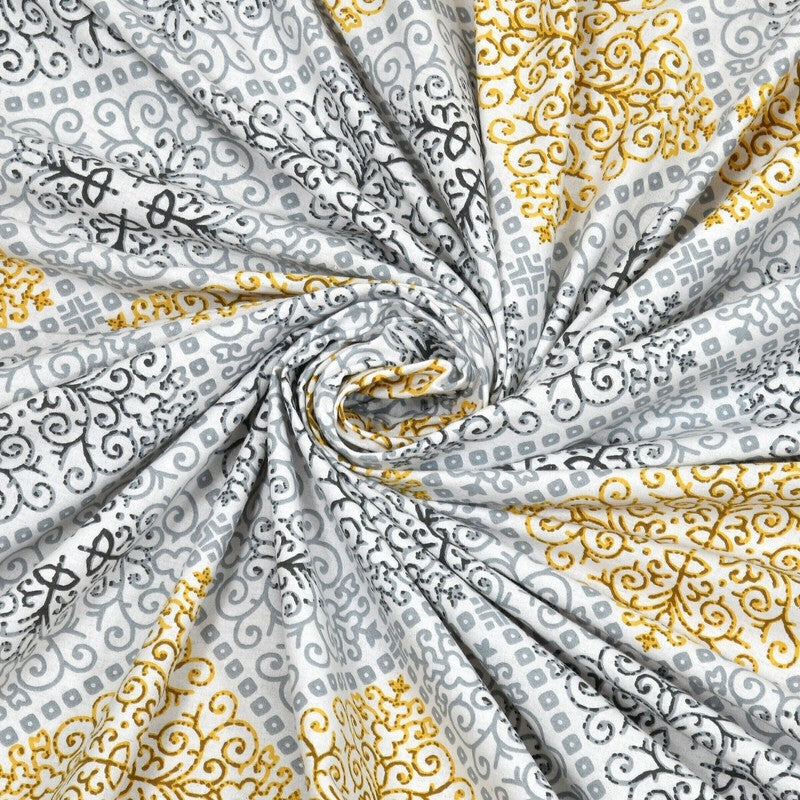 Blooma Cotton Bedsheet (Blue,Yellow) - 240 TC media 5