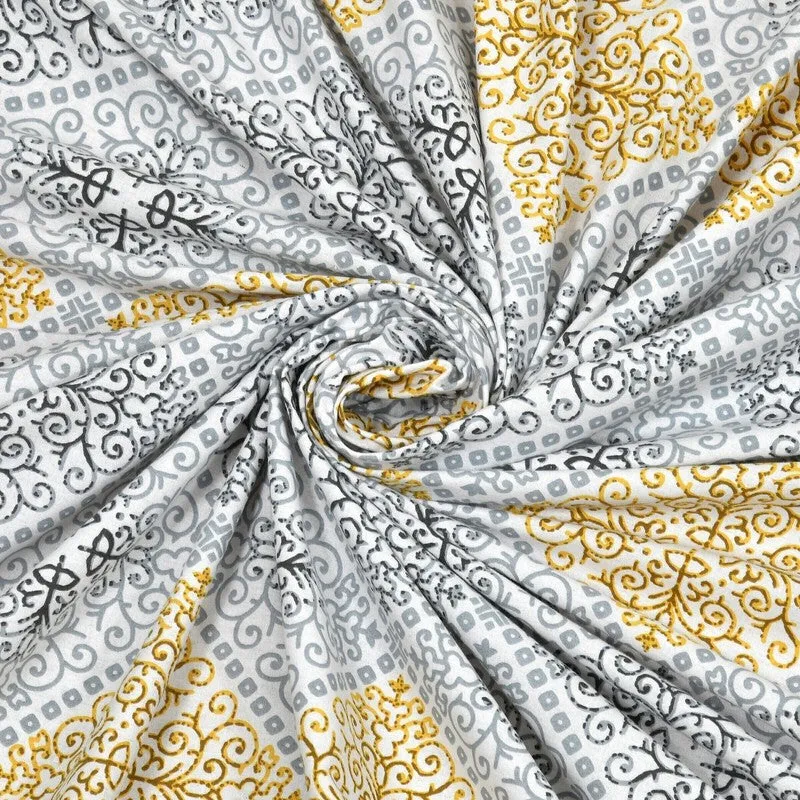 Blooma Cotton Bedsheet (Blue,Yellow) - 240 TC media 5