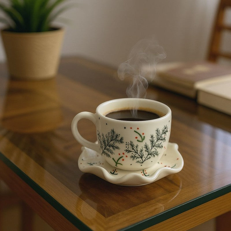 Florelle Ceramic Cup & Saucer (200 mL) - Set of Two media 5