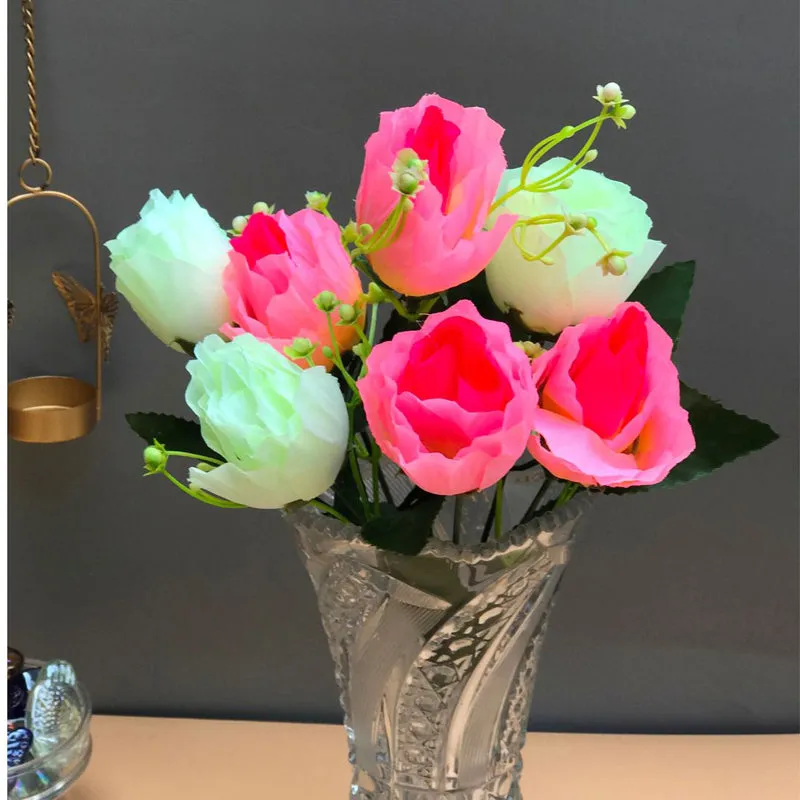 Fiora Artificial Rose (Light Pink & White) Set of Two media 1