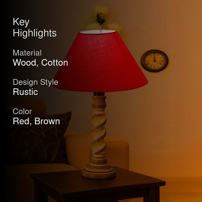 Modera Elno Wooden Table Lamp - Red media 2