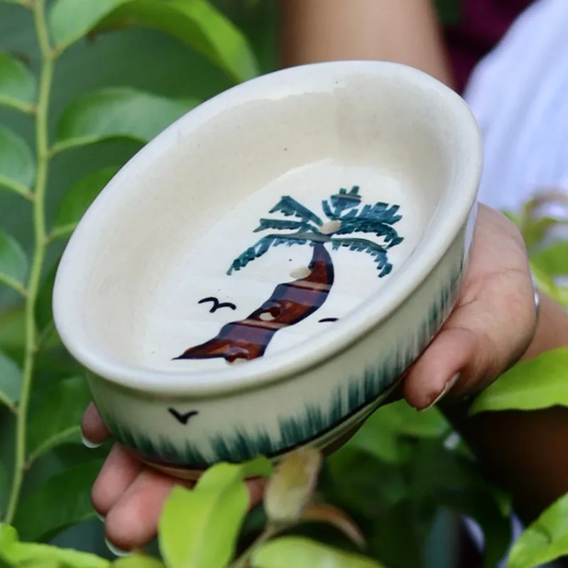 Adelmo Palm Ceramic Soap Dish media 1
