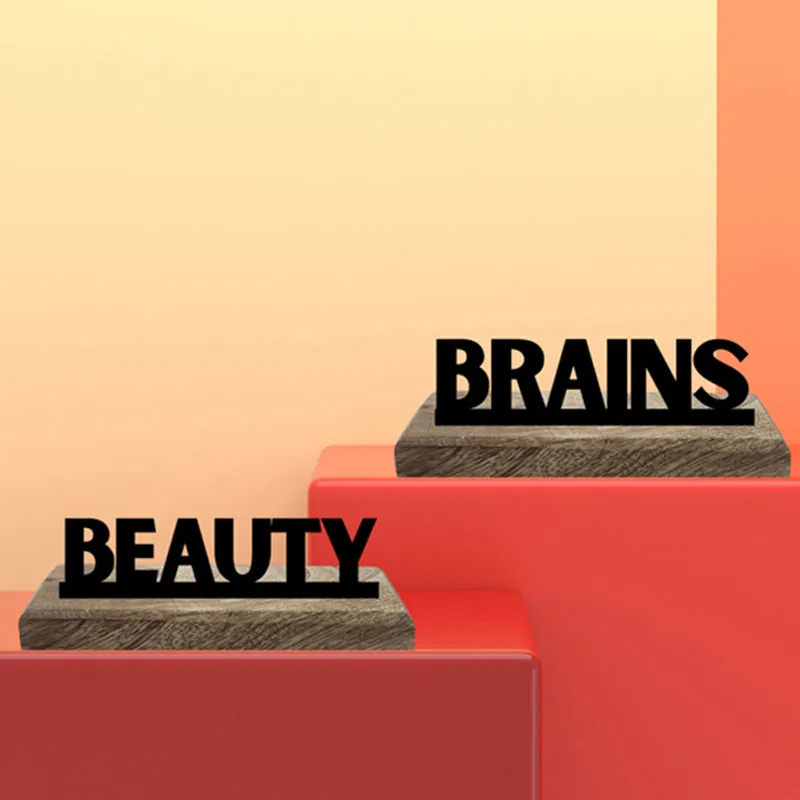 Beauty & Brains Typography Showpiece - Set Of Two media 3