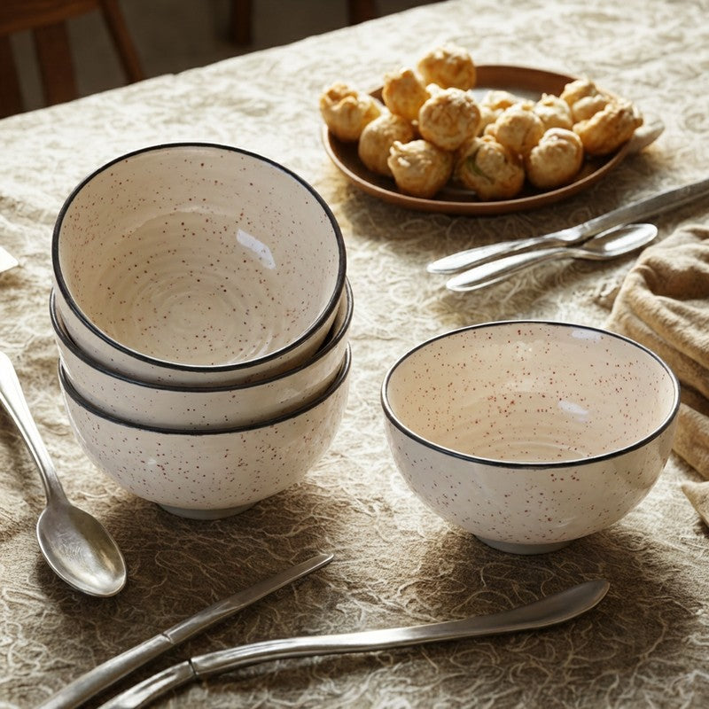 Swaad Katori Ceramic Snack Bowls (White, 120 mL Each) - Set Of Six media 4