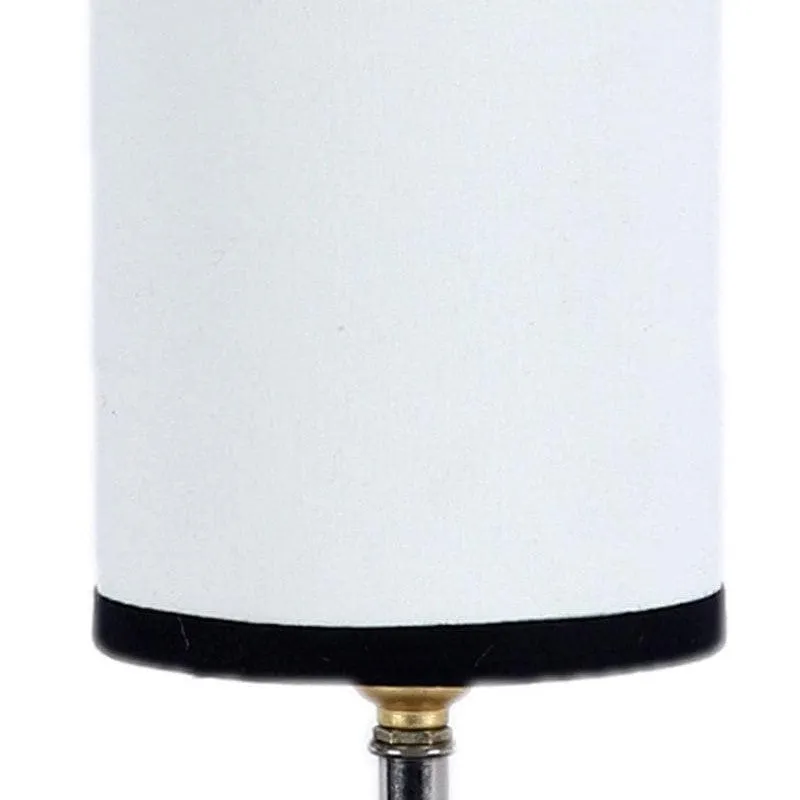 Rustic Wood & Fabric Table Lamp - White,Black media 6
